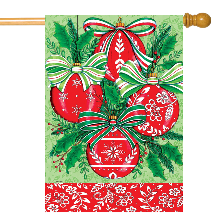 Red Christmas Ornaments Banner Flag