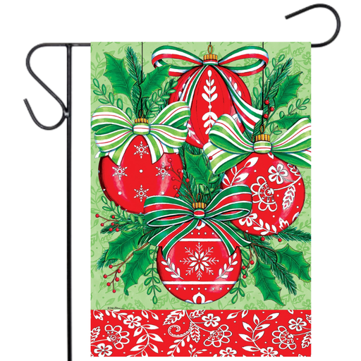 Red Christmas Ornaments Garden Flag