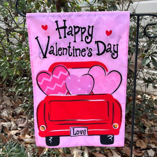 Valentine's Day Truck Garden Flag