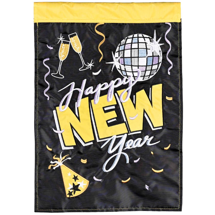 Happy New Year Disco Ball Garden Flag