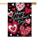 Black and Red Hearts Banner Flag