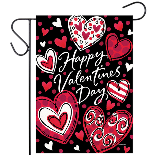 Black and Red Hearts Garden Flag