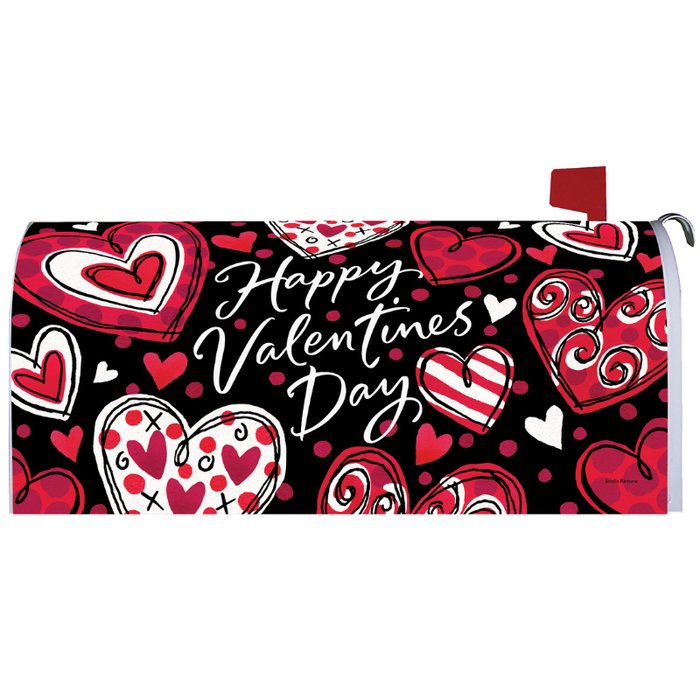 Black and Red Hearts Mailbox Cover