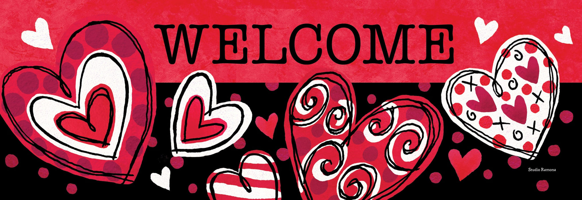 Black and Red Hearts Signature Sign