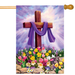 Cross and Flowers Banner Flag