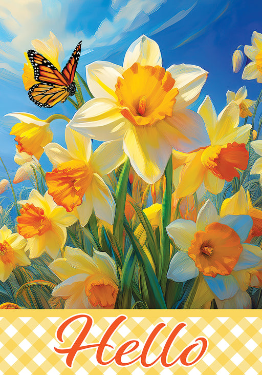 Daffodils & Butterfly Decorative Flag