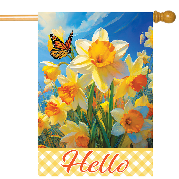 Daffodils & Butterfly Banner Flag