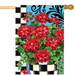 Checkered Red Geraniums Banner Flag