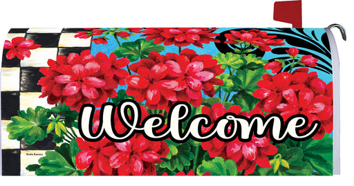 Checkered Red Geraniums Mailbox Cover