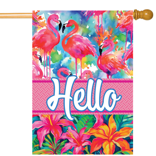 Watercolor Flamingos Banner Flag