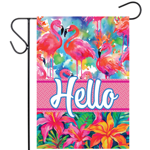 Watercolor Flamingos Garden Flag