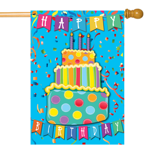 Blue Happy Birthday Banner Flag