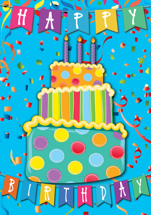 Blue Happy Birthday Decorative Flag