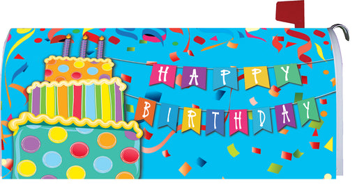 Blue Happy Birthday Mailbox Cover