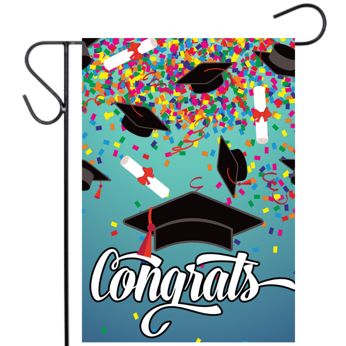 Confetti Graduation Garden Flag