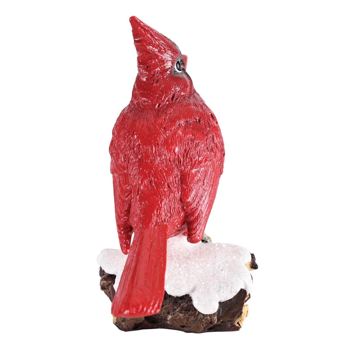 Cardinal on Snowy Log Figurine