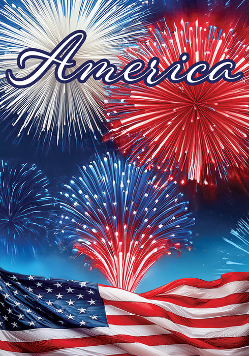 America Fireworks Decorative Flag