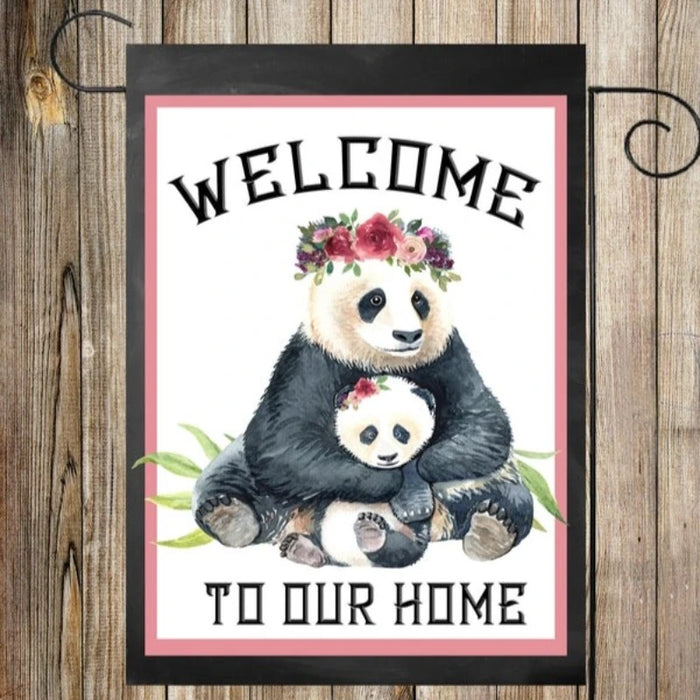 Welcome Panda Garden Flag