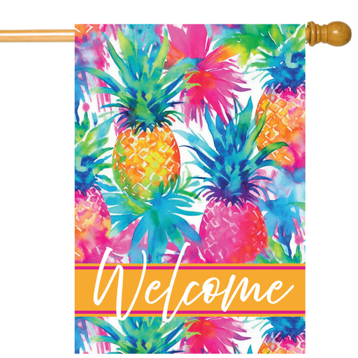 Watercolor Pineapples Banner Flag