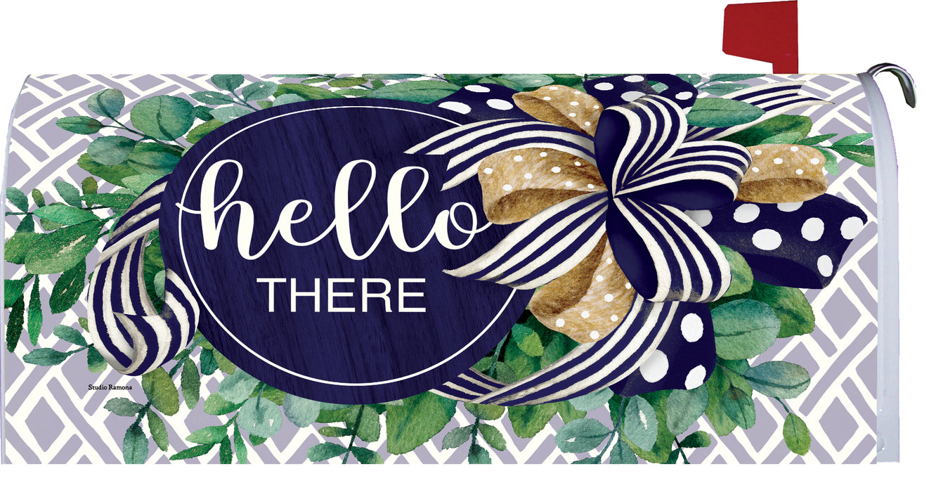 Eucalyptus on Navy Mailbox Cover