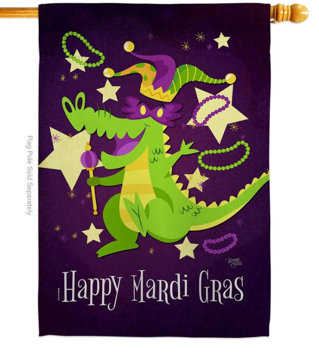 Mardi Gras Alligator Banner Flag