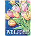 Welcome Tulips Blue Banner Flag