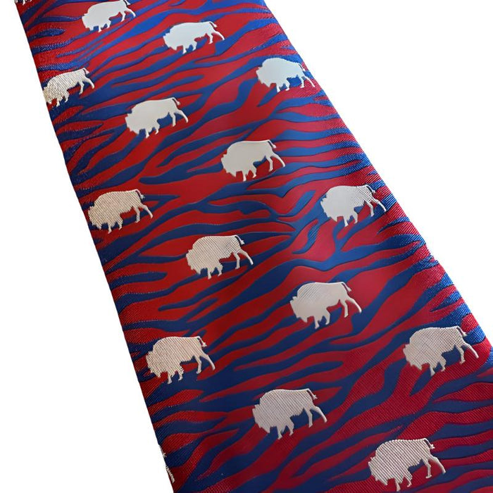 Red and Blue Zebra Buffalo Silk Neck Tie