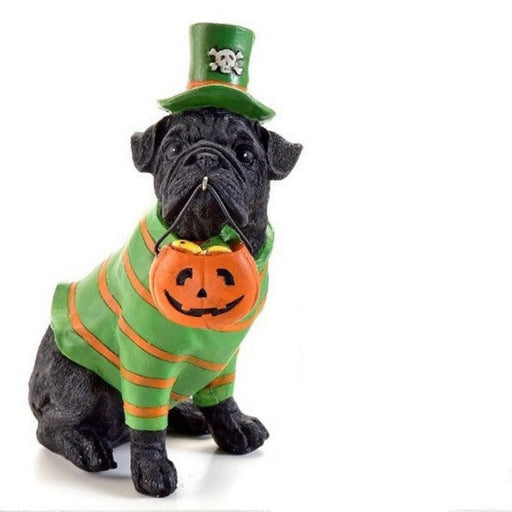 Green Top Hat Trick or Treat Dog Figurine
