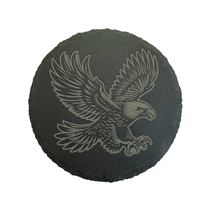 Bald Eagle Round Slate Coaster