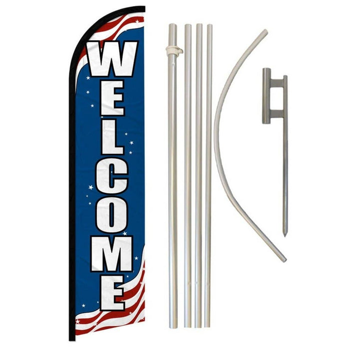 11.5' Welcome Patriotic Feather Flag & Pole Kit