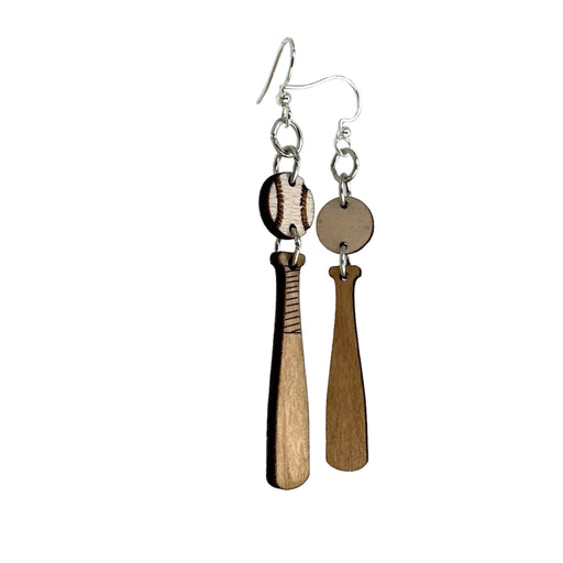 Baseball Bat Wood Earrings