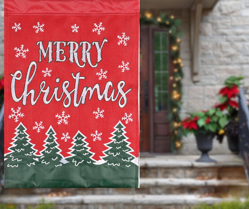 Merry Christmas Tree Flakes Garden Flag