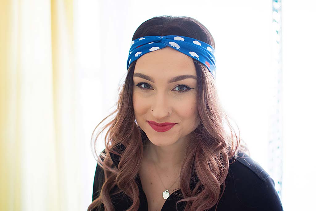Blue and Red Buffalo Adult Headband