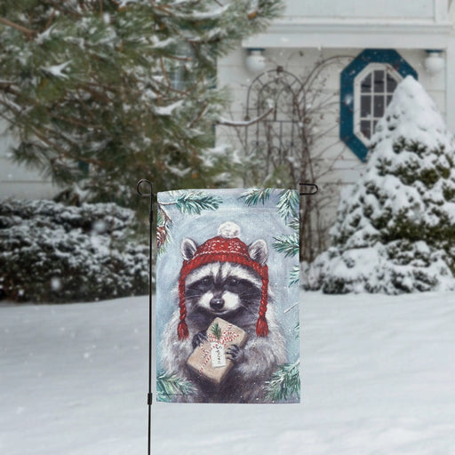 Winter Raccoon Garden Flag