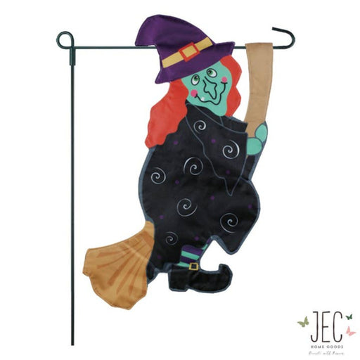 Halloween Witch Broom Garden Flag