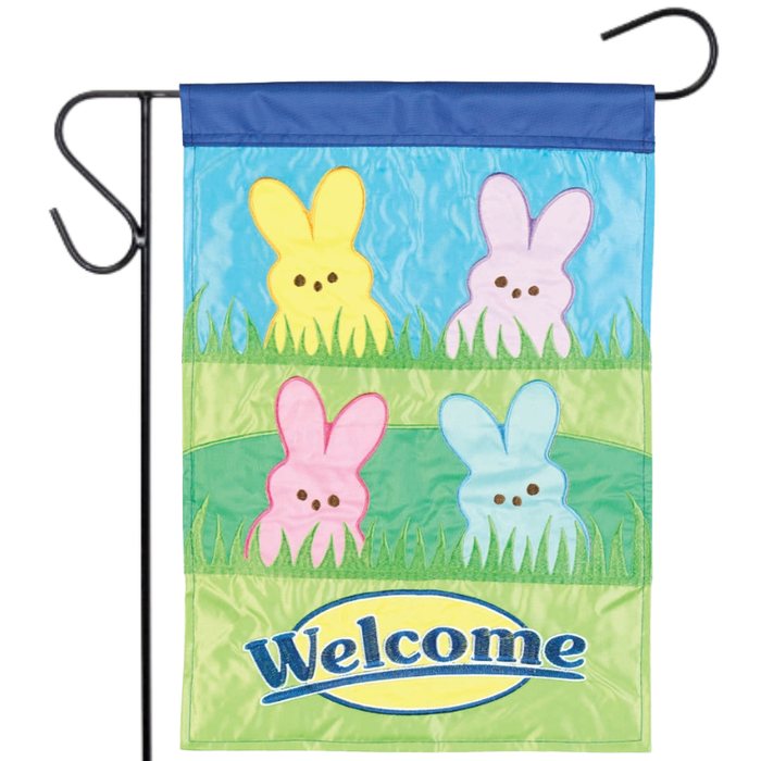 Welcome Bunnies Applique Garden Flag