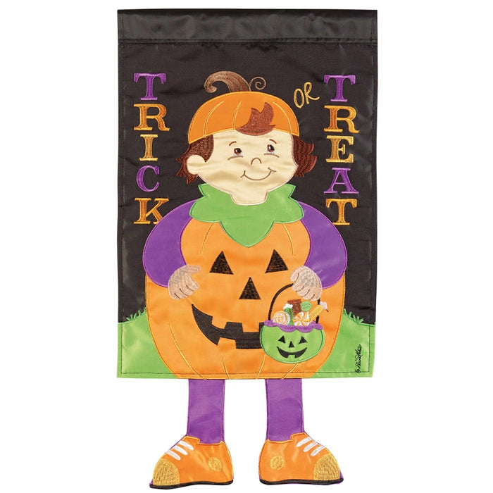 Pumpkin Trick Or Treat Crazy Legs Garden Flag