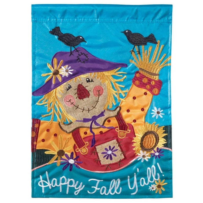 Happy Fall Y'all Scarecrow Applique Banner Flag