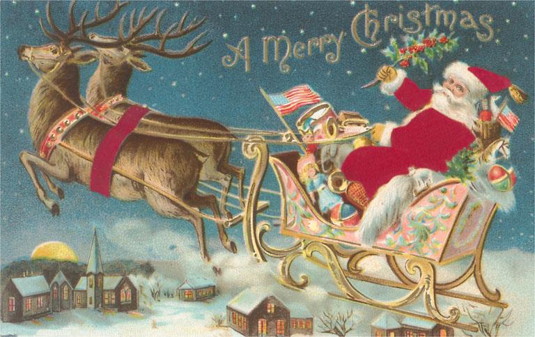 Santa Claus and Sleigh Postcard