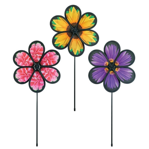 10" Assorted Realistic Flower Spinners (3 Pack)