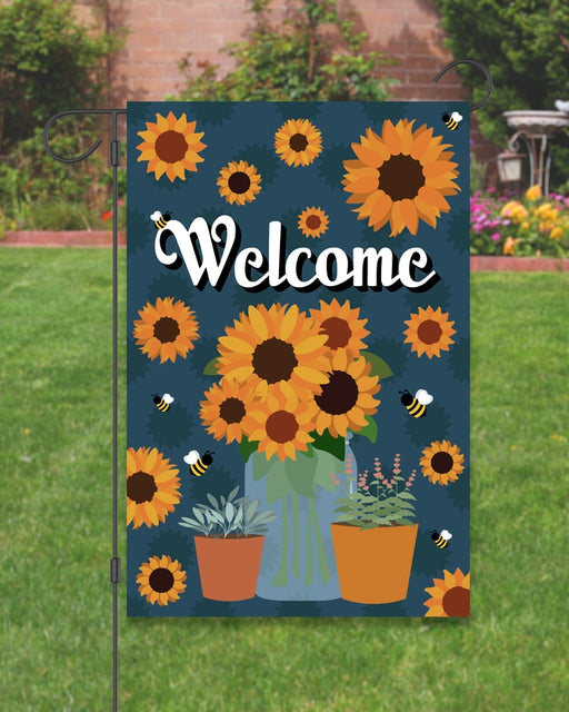 Welcome Sunflower Jar Garden Flag