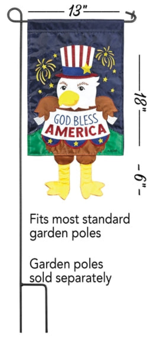 God Bless America Eagle Crazy Legs Garden Flag