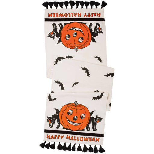Happy Halloween Cat Vintage Table Runner