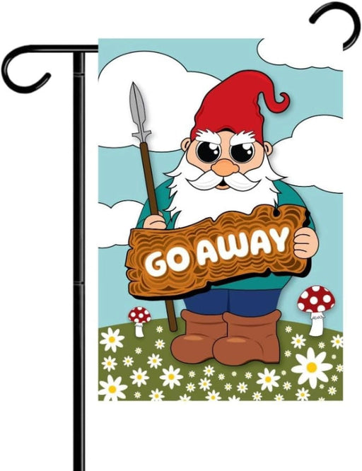 Go Away Gnome Garden Flag