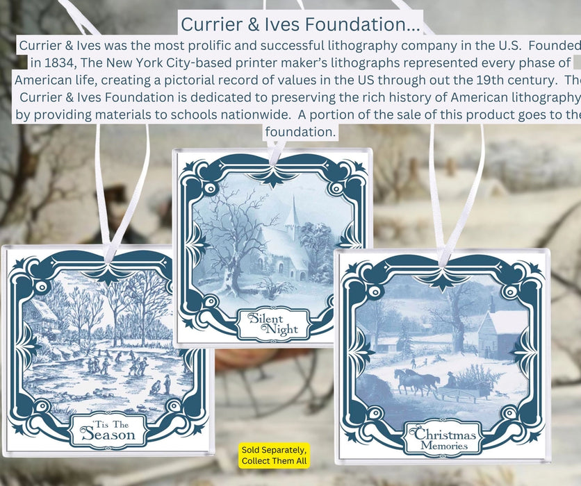 Currier & Ives Glass Panel Ornaments - sold individually