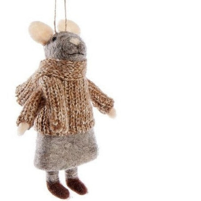 Brown Shirt Mouse w/ Scarf Ornament