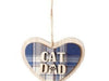 Cat Dad Plaid Heart Wood Ornament
