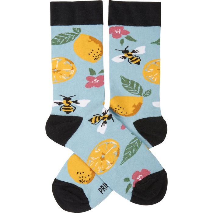 Lemons and Bees Crew Socks