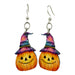 Watercolor Witch Pumpkins Wood Earrings