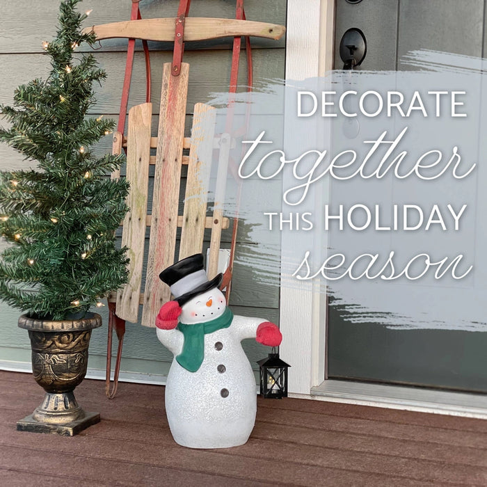 Waving Snowman Door Greeter Figurine
